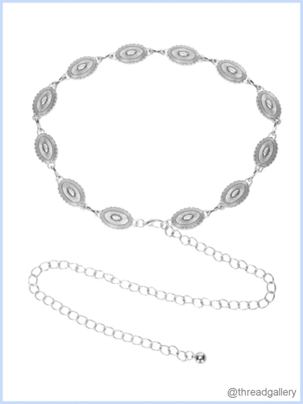 Western Metal Concho Chain Belt Adjustable Boho Waist Links